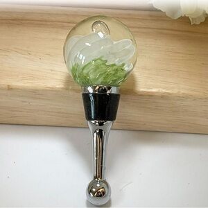 Art Glass Controlled Bubble Sphere Bottle Stopper Wine